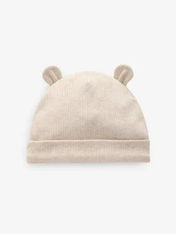 Next Black/White Bear Ear Beanie Baby Hats 3 Pack (0-18mths)^BOY Hats & Scratch Mitts|Newborn Accessories