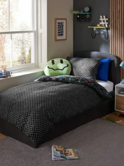 Discount Next Duvet Cover and Pillowcase Set Black/White Checkerboard Happy Face