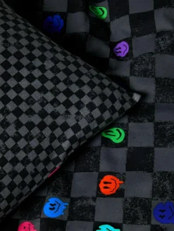 Discount Next Duvet Cover and Pillowcase Set Black/White Checkerboard Happy Face