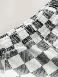 Next Black/White Checkerboard Printed Pull On Wide Trousers (3mths-7yrs)