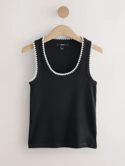 Next Contrast Knit Trim Scoop Neck Sleeveless Tank Vest Top^Women Tops & T-Shirts|Knitwear