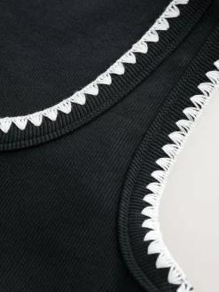 Next Contrast Knit Trim Scoop Neck Sleeveless Tank Vest Top^Women Tops & T-Shirts|Knitwear