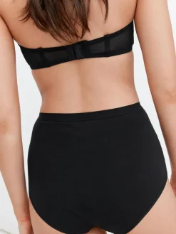 Hot Next Black/White Cotton Tummy Control Shaping High Waist Knickers 2 Pack