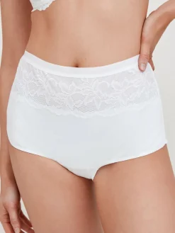 Hot Next Black/White Cotton Tummy Control Shaping High Waist Knickers 2 Pack