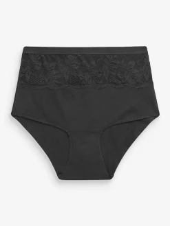 Hot Next Black/White Cotton Tummy Control Shaping High Waist Knickers 2 Pack