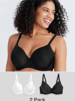 Outlet Next DD+ Light Pad Full Cup Smoothing T-Shirt Bras 2 Pack Black/White