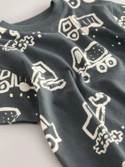 Online Next Short Sleeve All-Over Print T-Shirt (3 Month-7 Years) (3mths-7yrs) Black/White Digger