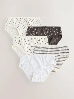 Best Next Ditsy Print Briefs 5 Pack (1.5-16yrs) Black/White