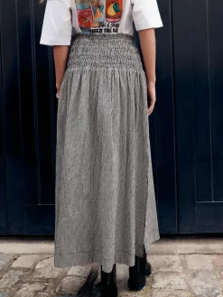 Next Drop Waist Gingham Maxi Skirt Black/White