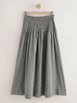 Next Drop Waist Gingham Maxi Skirt Black/White
