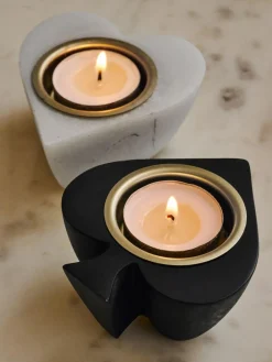 Hot Next Black/White Faux Marble Suit of Cards Tea Light Holders