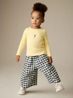 Online Next Black/White Floral Gingham Trousers (3mths-7yrs)