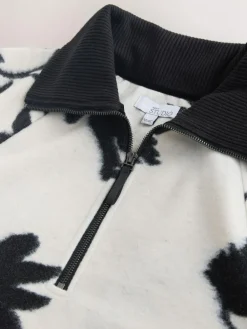 Next Black/White Floral Half Zip Fleece^Women Coats & Jackets|Coats & Jackets