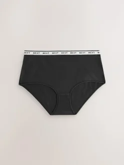 Next Black/White Floral Print Midi Cotton Logo Knickers 4 Pack^Women All Lingerie|Panties