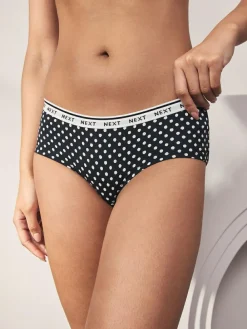 Next Short Cotton Logo Knickers 4 Pack Black/White Floral Print