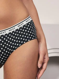 Next Short Cotton Logo Knickers 4 Pack Black/White Floral Print