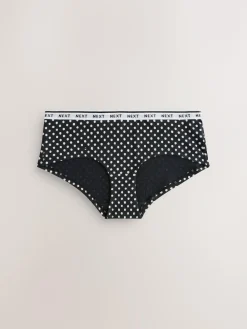 Next Short Cotton Logo Knickers 4 Pack Black/White Floral Print