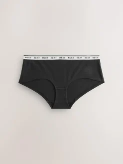 Next Short Cotton Logo Knickers 4 Pack Black/White Floral Print
