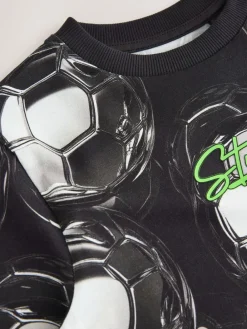 Next Black/White Football Regular Fit Short Sleeve All-Over Print T-Shirt (3-16yrs)^BOY T-Shirts