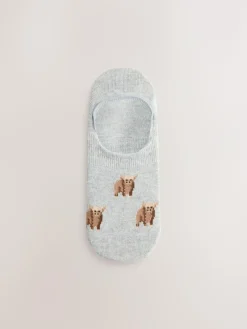 Next Black/White Hamish The Highland Cow Stripe Invisible Trainer Socks 4 Pack