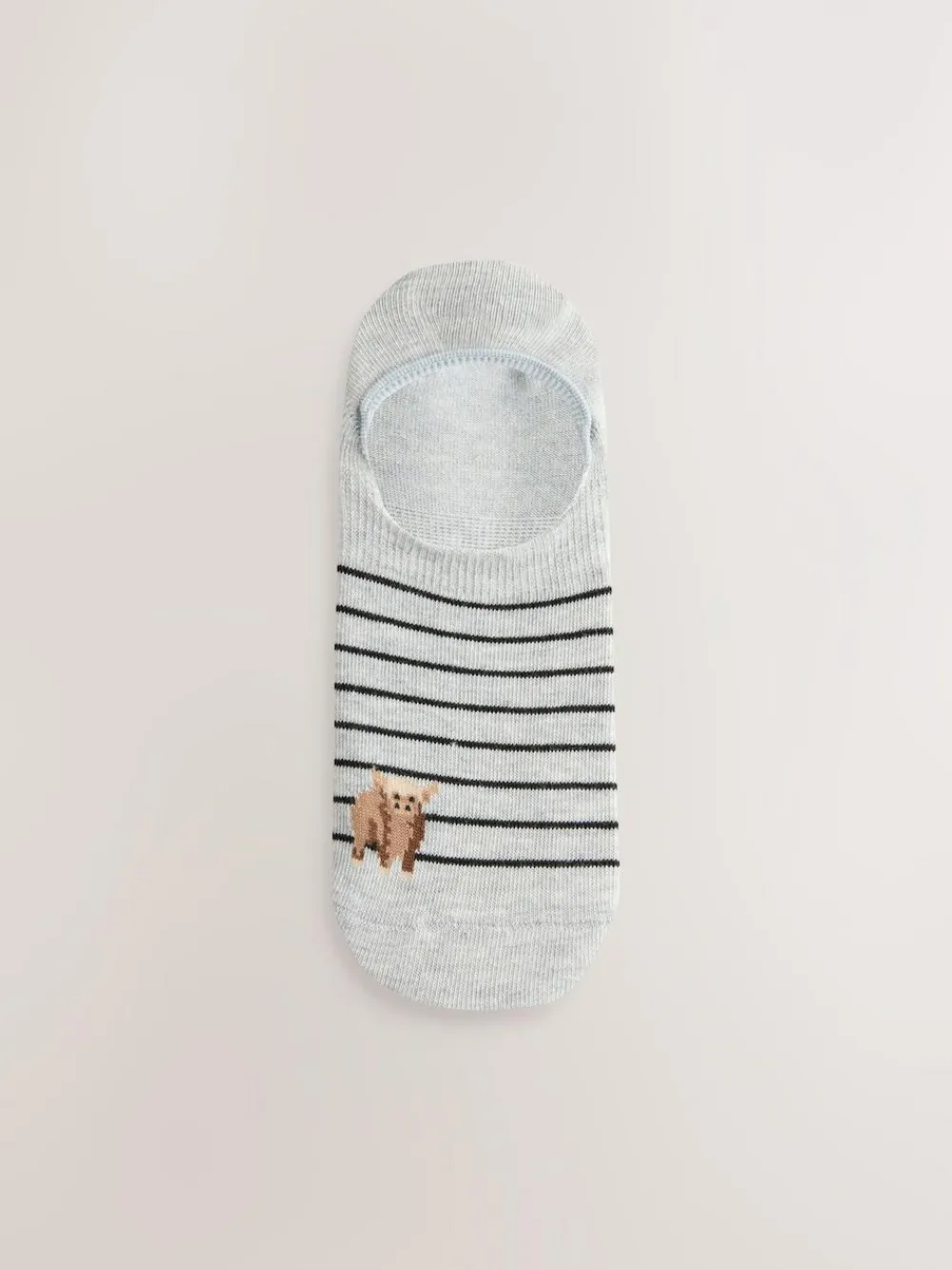 Next Black/White Hamish The Highland Cow Stripe Invisible Trainer Socks 4 Pack