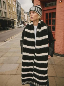 Next Knitted Wool Blend Striped Scarf^Women Hats, Gloves & Scarves|Hats, Gloves & Scarves
