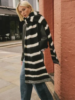 Next Knitted Wool Blend Striped Scarf^Women Hats, Gloves & Scarves|Hats, Gloves & Scarves