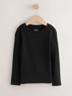 Next Black/White Long Sleeve Ribbed Tops 3 Pack (3-16yrs)^ Nightwear|T-Shirts