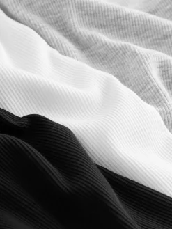 Next Black/White Long Sleeve Ribbed Tops 3 Pack (3-16yrs)^ Nightwear|T-Shirts