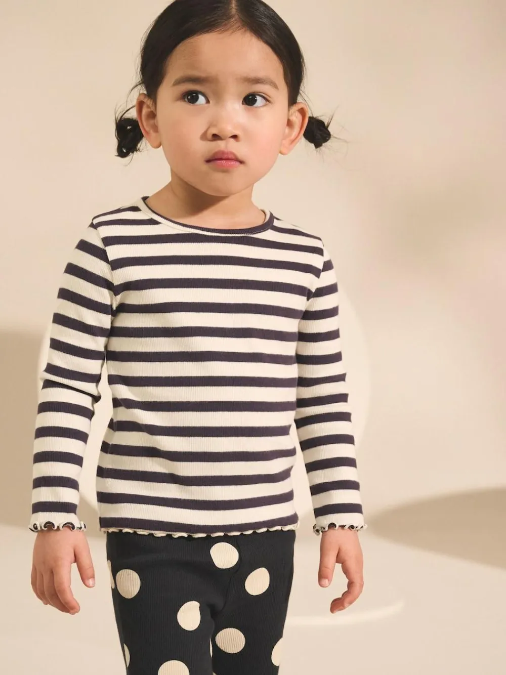 Next Black/White Long Sleeve Rib Tops 5 Pack (3mths-7yrs)^ Baby Girls|Tops