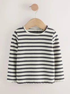 Next Black/White Long Sleeve Rib Tops 5 Pack (3mths-7yrs)^ Baby Girls|Tops