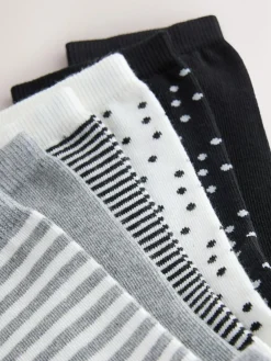 Discount Next Ankle Socks 7 Pack Black/White Mix Print