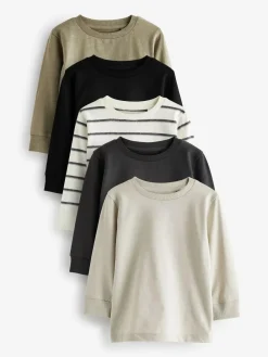Next Plain Long Sleeve T-Shirts 5 Pack (3mths-7yrs)^BOY Tops|Multipacks