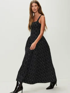 Sale Next Occasion Cinched Waist Maxi Dress Black/White Polka Dot