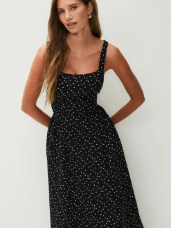 Sale Next Occasion Cinched Waist Maxi Dress Black/White Polka Dot