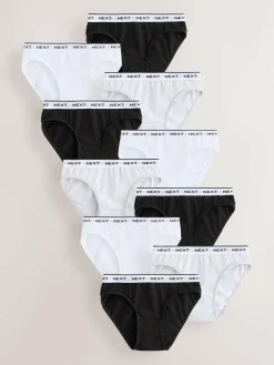 Online Next Bikini Briefs 10 Pack (5-16yrs) Black/White Print