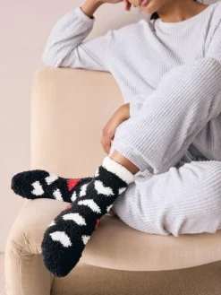 Best Next Cosy Ankle Socks 4 Pack Black/White Red Hearts