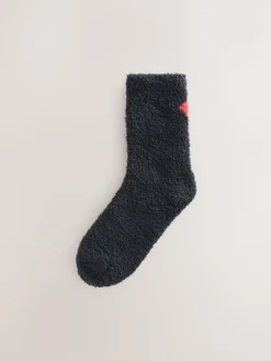 Best Next Cosy Ankle Socks 4 Pack Black/White Red Hearts