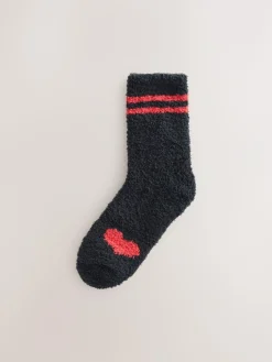 Best Next Cosy Ankle Socks 4 Pack Black/White Red Hearts