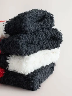 Best Next Cosy Ankle Socks 4 Pack Black/White Red Hearts