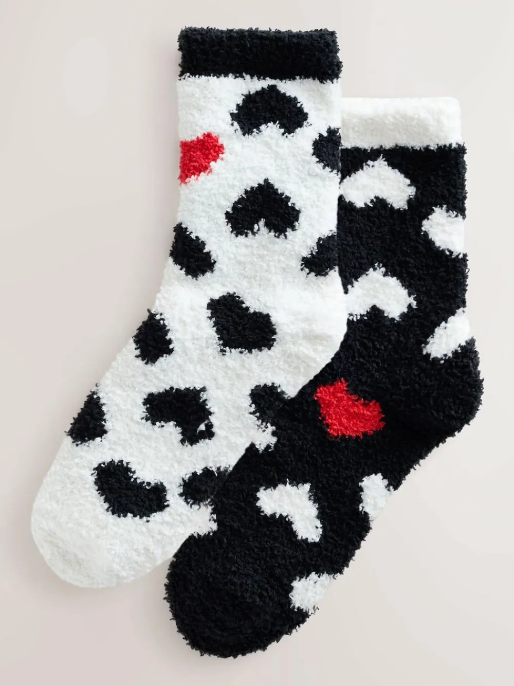 Best Next Cosy Ankle Socks 2 Pack Black/White Red Hearts