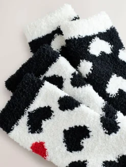 Best Next Cosy Ankle Socks 2 Pack Black/White Red Hearts