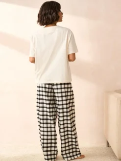 Next Black/White Short Sleeve 100% Cotton Pyjamas 2 Pack^Women Pyjamas|All Night & Lounge