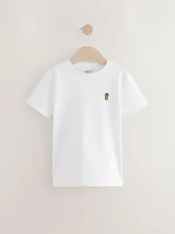 Clearance Next Black/White Short Sleeve Stag Embroidered T-Shirts 2 Pack (3-16yrs)