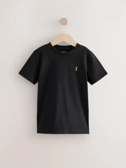 Clearance Next Black/White Short Sleeve Stag Embroidered T-Shirts 2 Pack (3-16yrs)