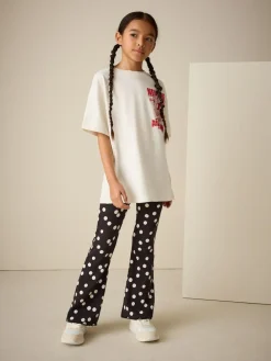 Next Black/White Spot 1 Pack Rib Flare Leggings (3-16yrs)^ Pants & Leggings|Pants & Leggings