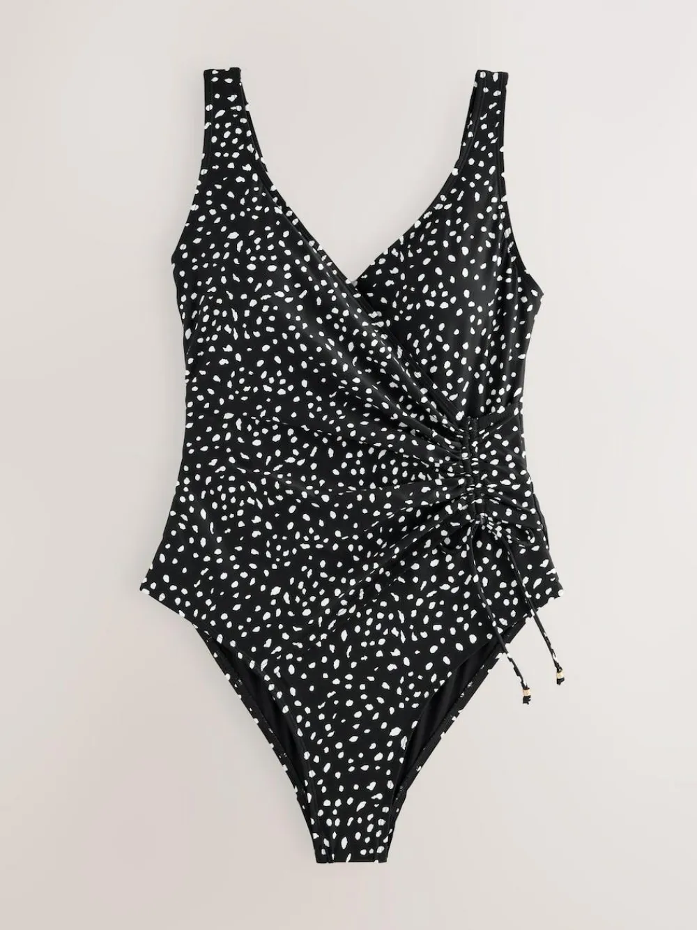 Hot Next Black/White Spot Ruched Side Tummy Shaping Control Swimsuit