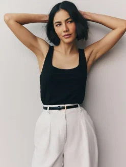 Next Black/White Square Neck Vest 2 Pack^Women Tops & T-Shirts