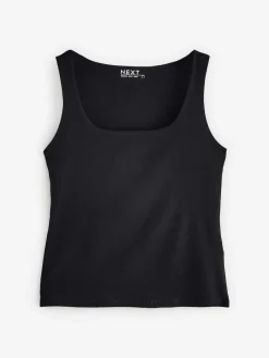 Next Black/White Square Neck Vest 2 Pack^Women Tops & T-Shirts