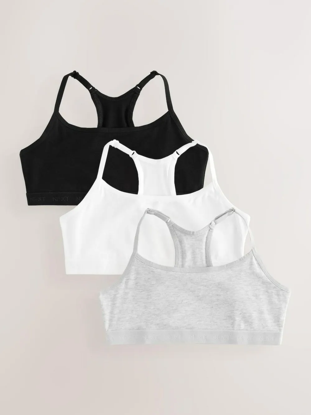 Hot Next Strappy Racer Back Crop Tops 3 Pack (5-16yrs) Black/White